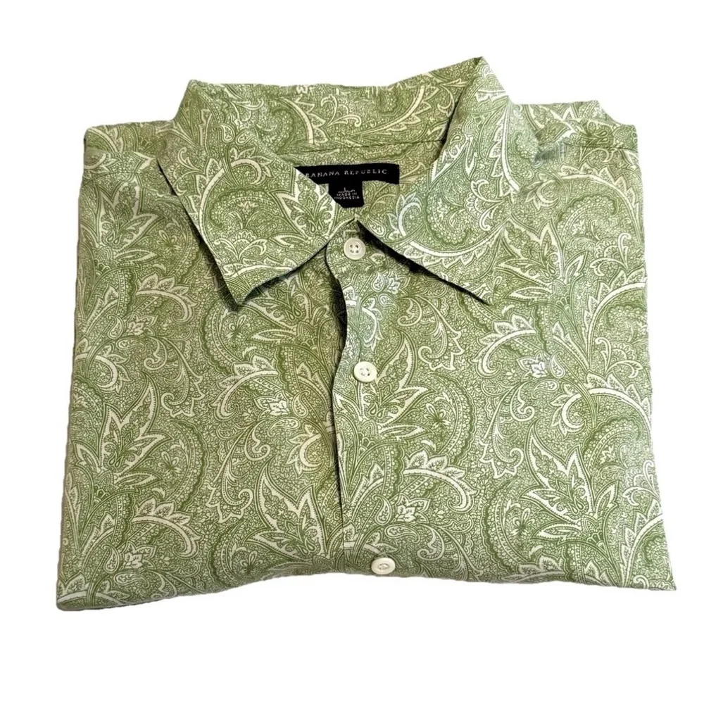 Banana Republic Shirt Mens L Paisley Long Sleeve Button Down Retro 60s 70s Boho
